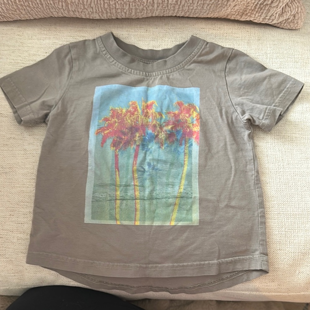Little Bipsy Dark Gray Colorful Graphic Palm Tree Tee